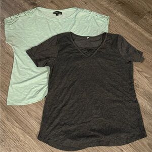 Women's Black and Mint Tops Set